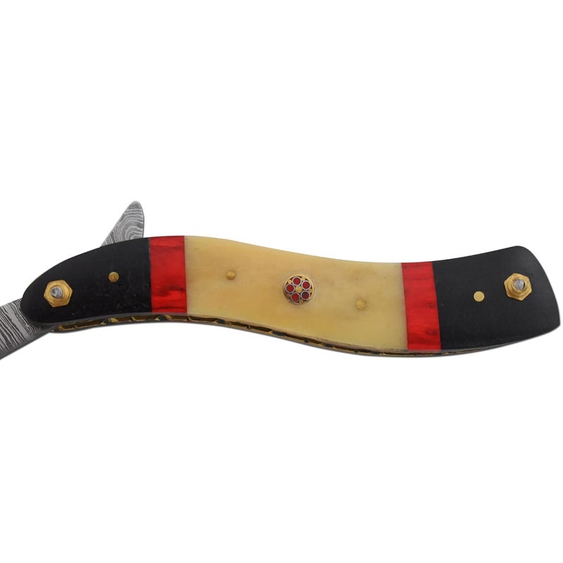 Old Ram Straight Razor | High Hardness Real Damascus Steel Cutthroat Straight Edge-Blade Barber Razor (329) - Image 4